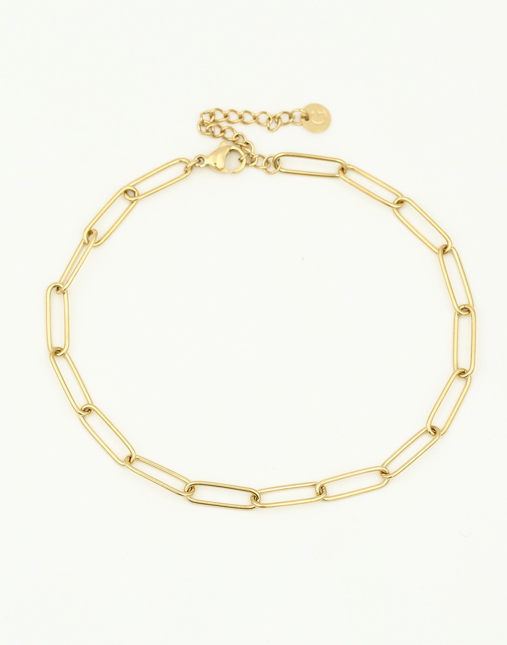 Paperclip link ankle bracelet gold-colored