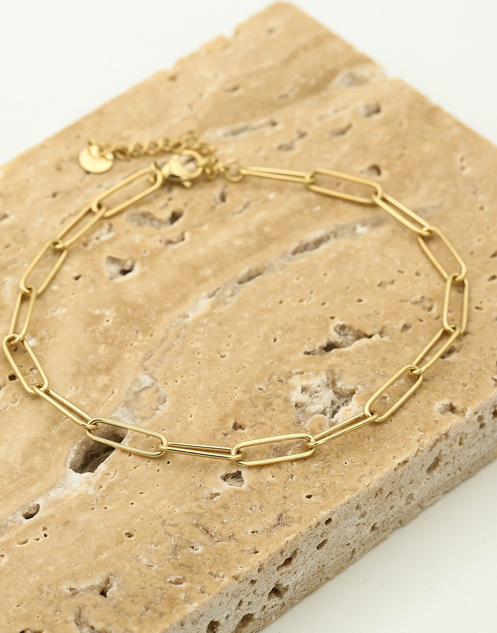 Paperclip link ankle bracelet gold-colored