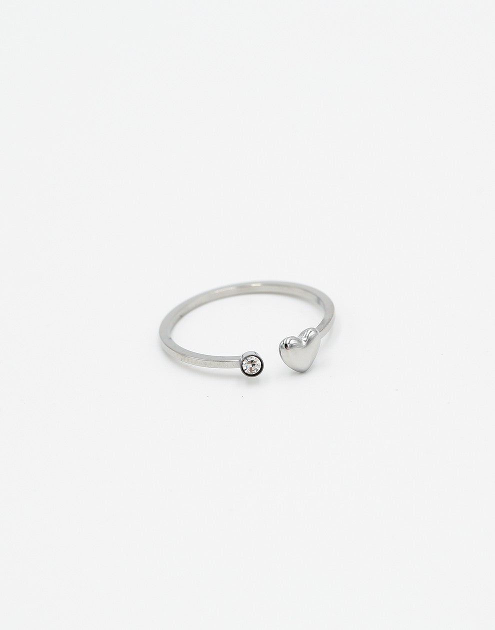 Ring hartje met steen zilverkleurig