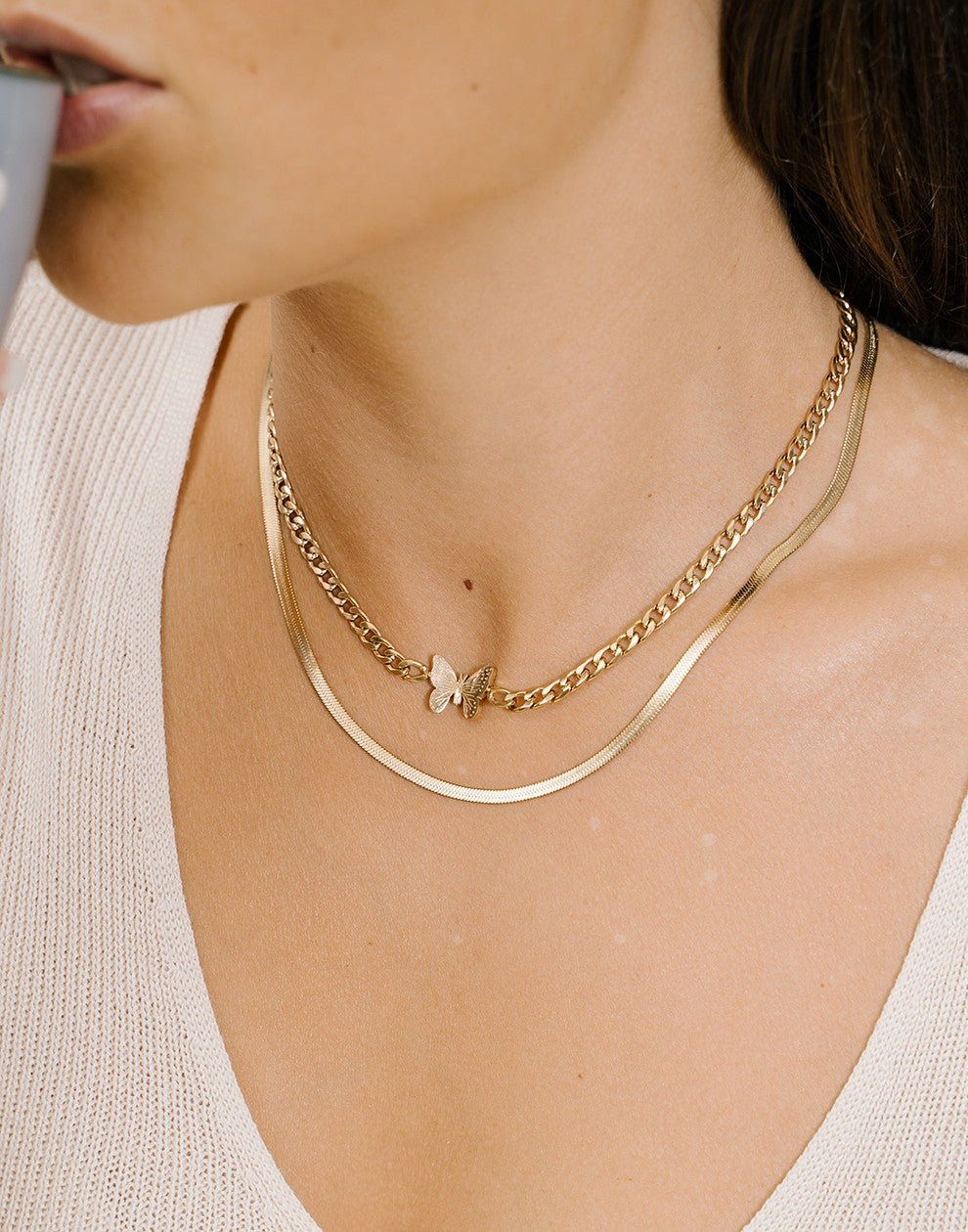 Flat snake chain gold