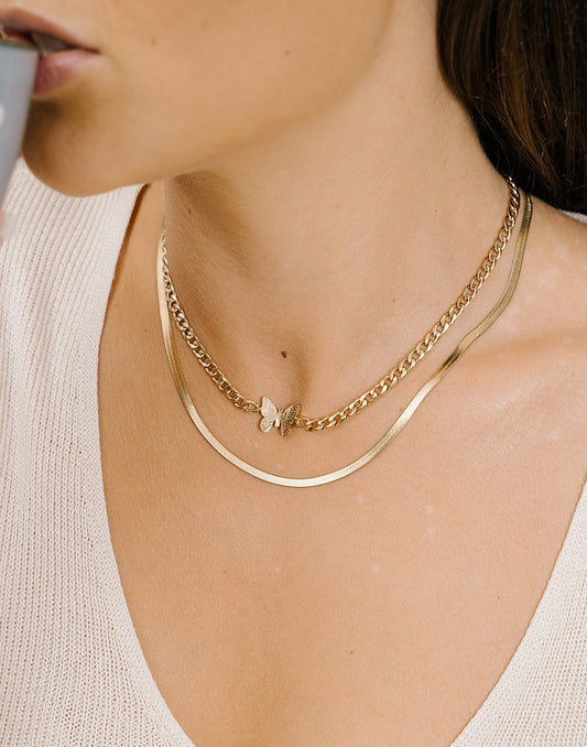Flat snake chain gold