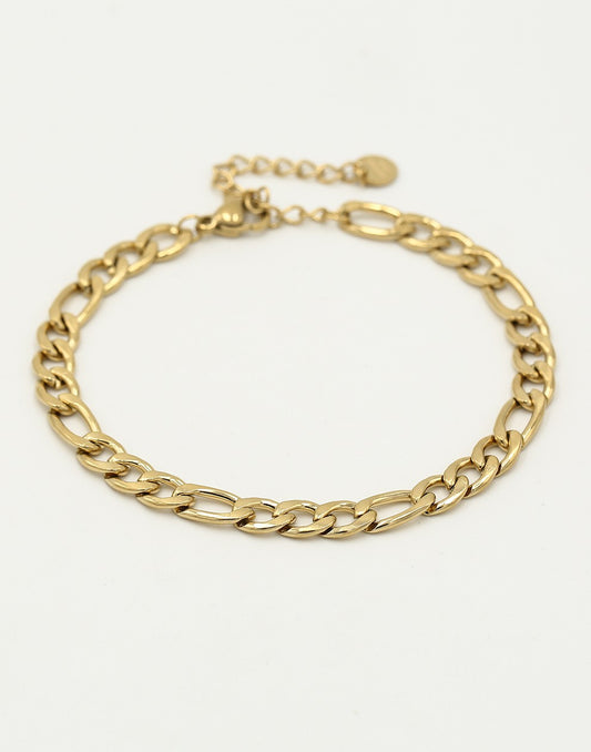 Schakelarmband breed basic goudkleurig