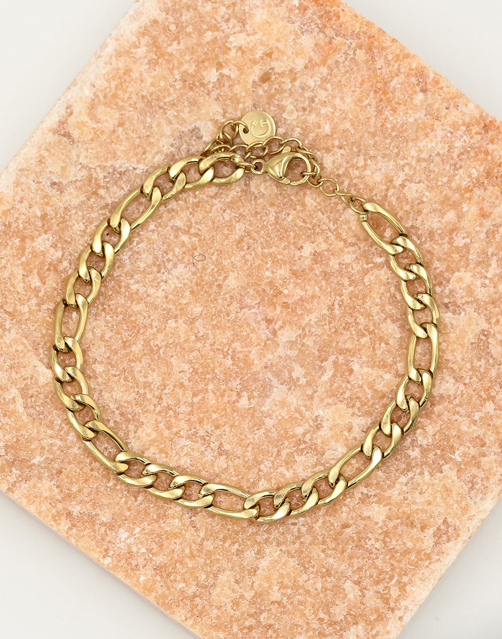 Schakelarmband breed basic goudkleurig