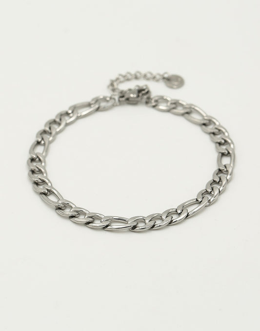 Schakelarmband breed basic zilverkleurig