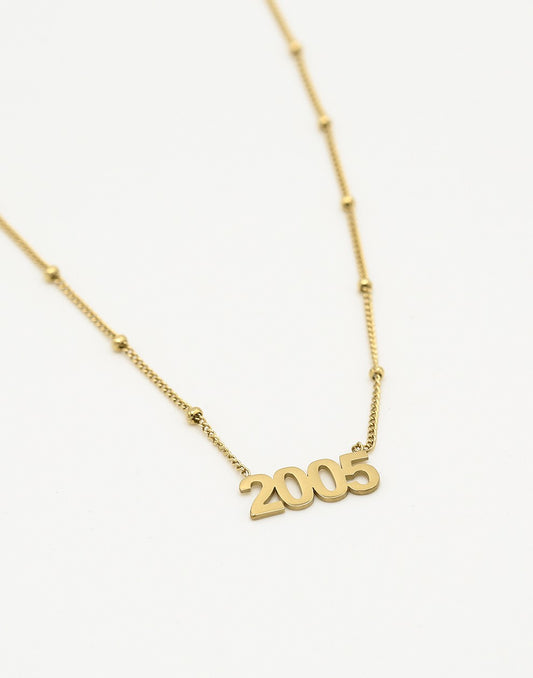Ketting jaartal 2005 goudkleurig