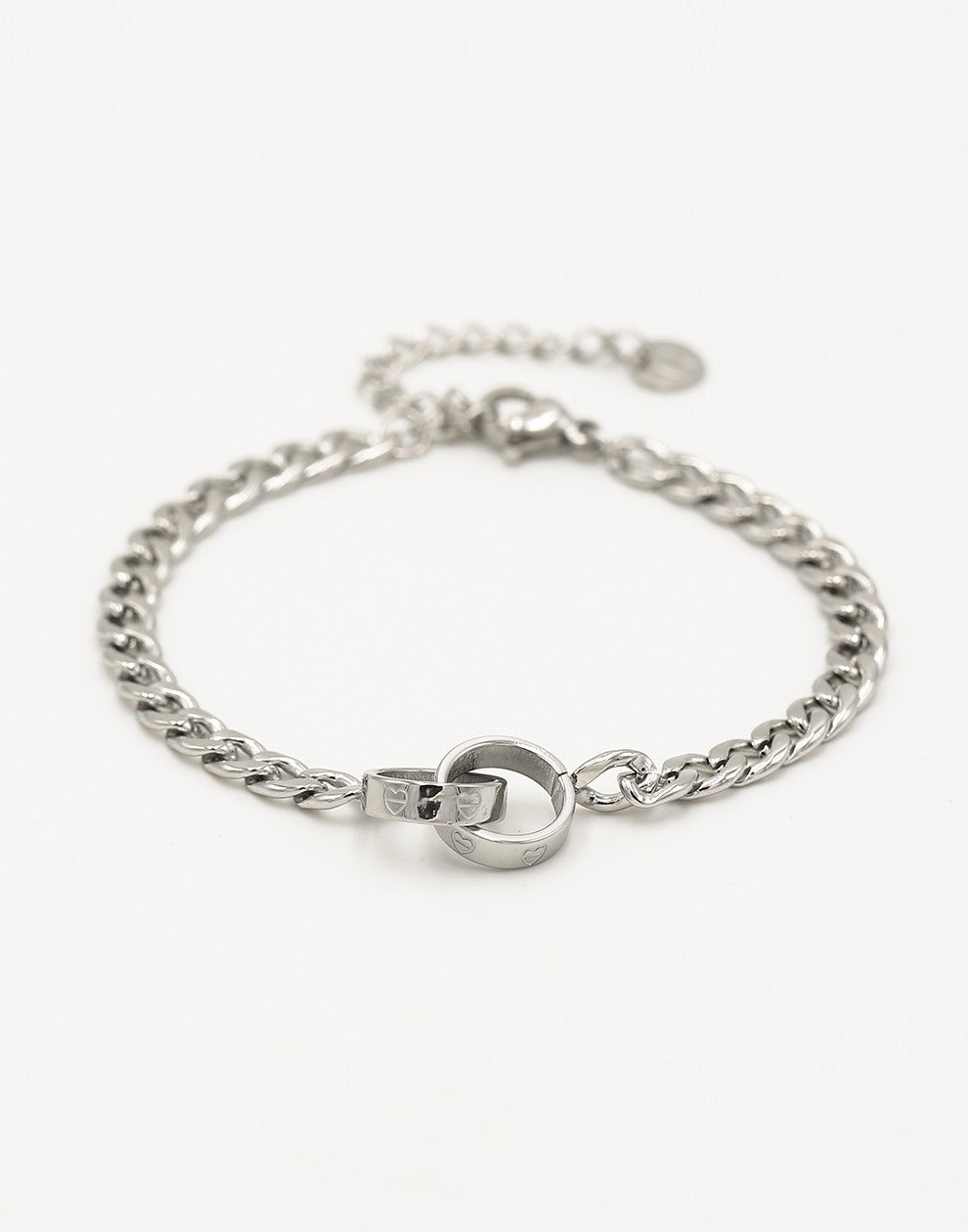 schakelarmband ringen connected zilverkleurig