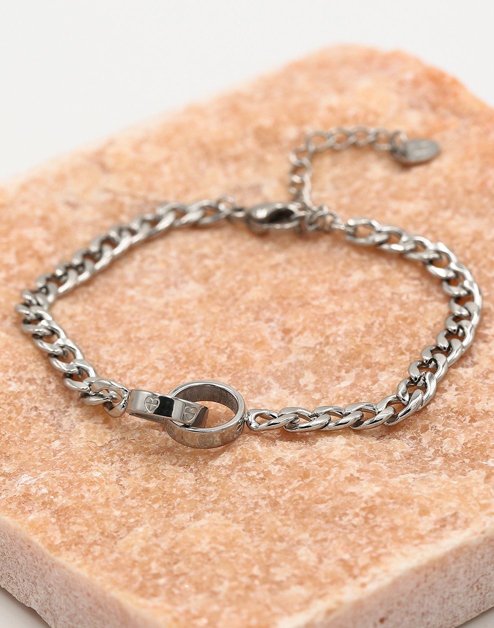 schakelarmband ringen connected zilverkleurig