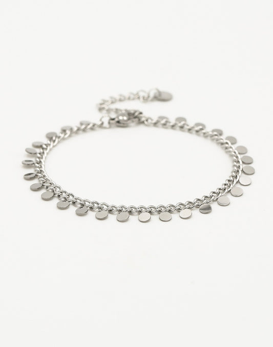 schakelarmband met fijne muntjes zilverkleurig