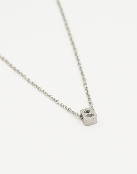 Initialen ketting letter B zilverkleurig