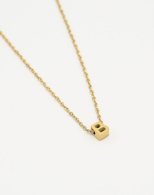 Initialen ketting letter B goudkleurig