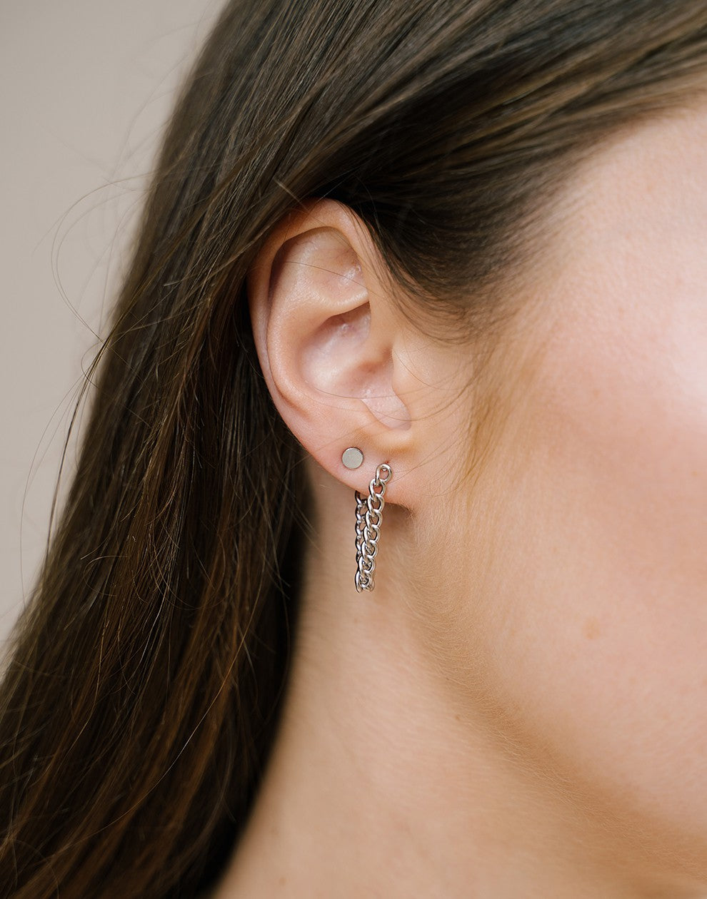 Studs plat rondje in het zilverkleurig