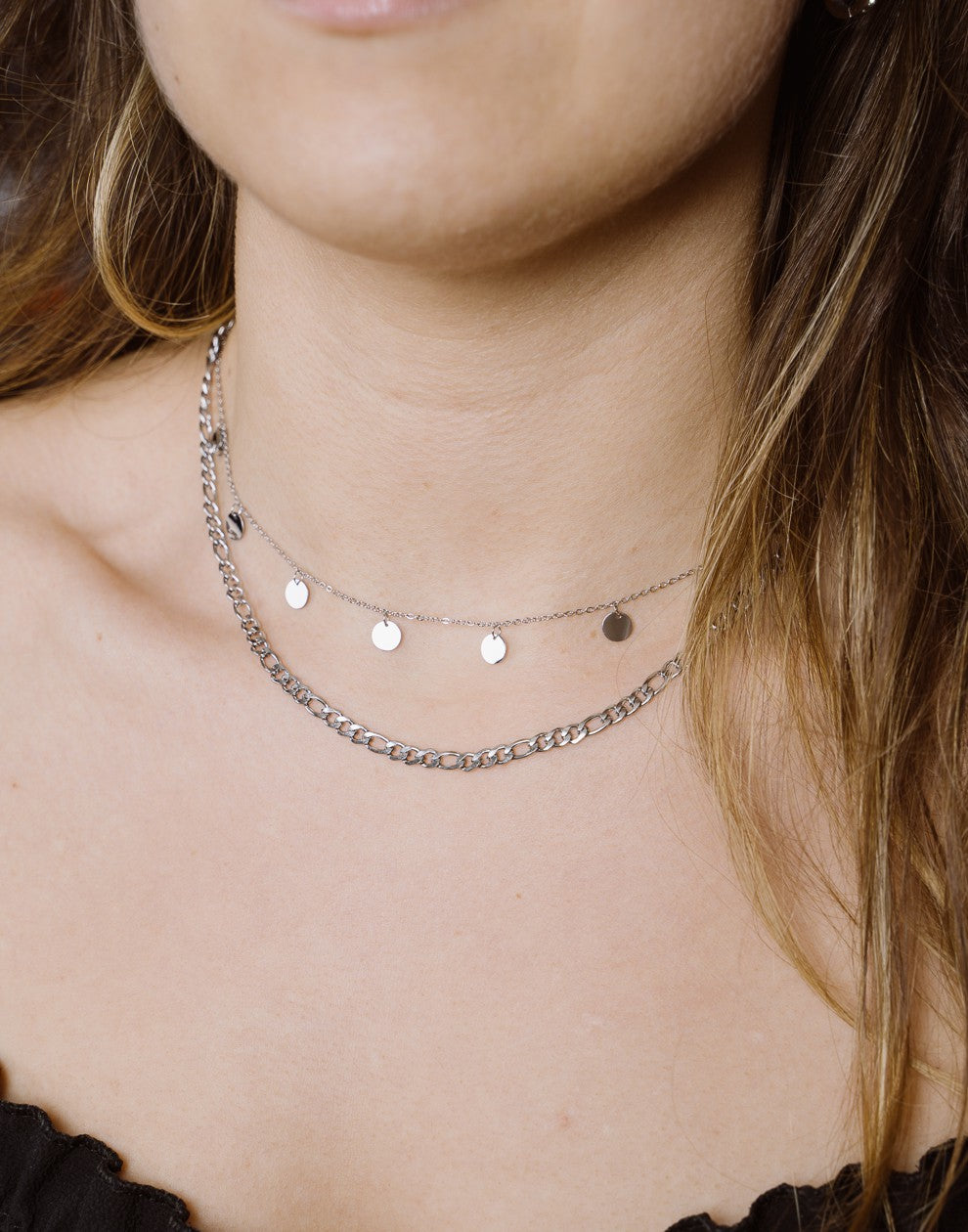 Fijne ketting met muntjes 7mm in zilverkleurig