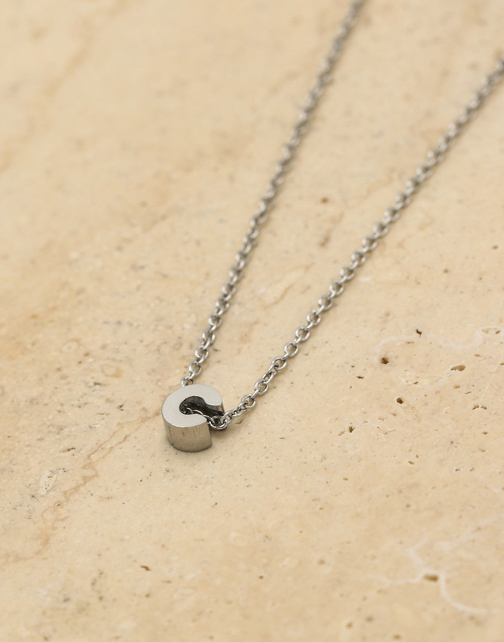 Initialen ketting letter C silver