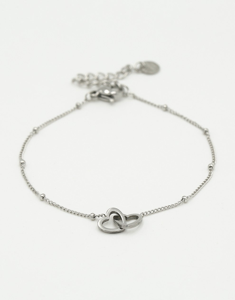 Armband met dubbele hartjes zilverkleurig