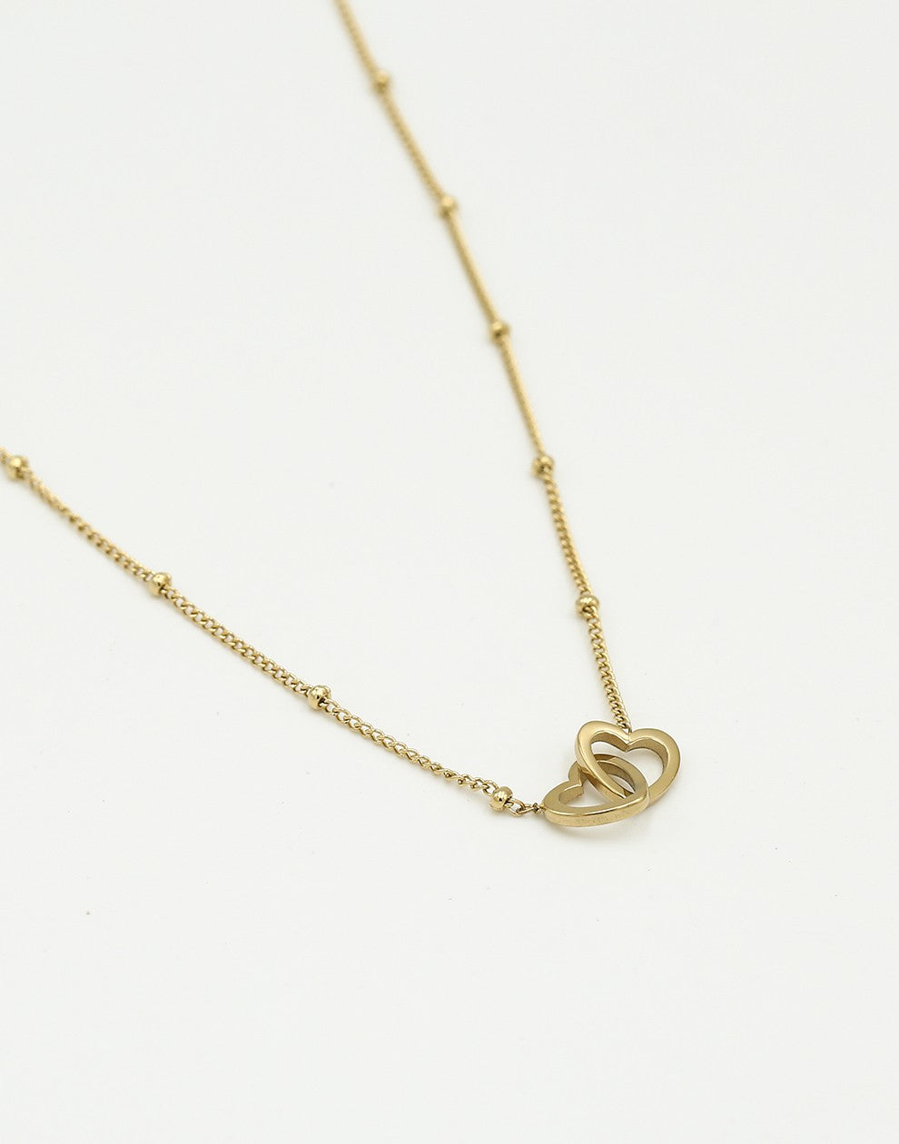 Ketting met dubbele hartjes goudkleurig