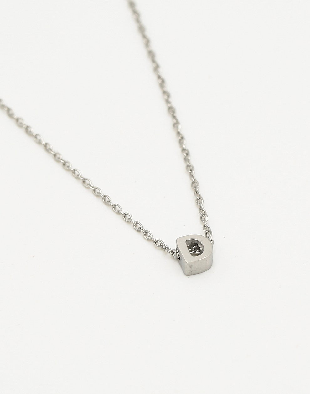 Initialen ketting letter D zilverkleurig