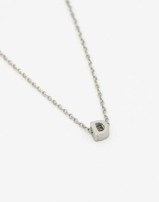 Initialen ketting letter D zilverkleurig