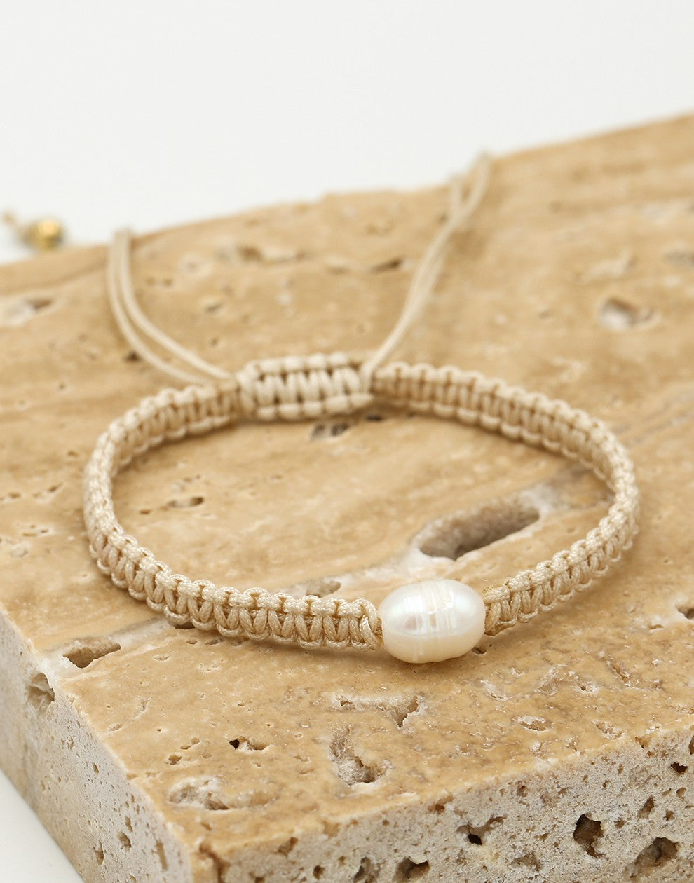 Armband met parel in beige