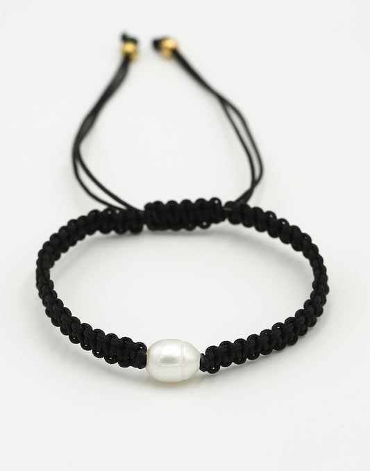 Armband met parel in zwart
