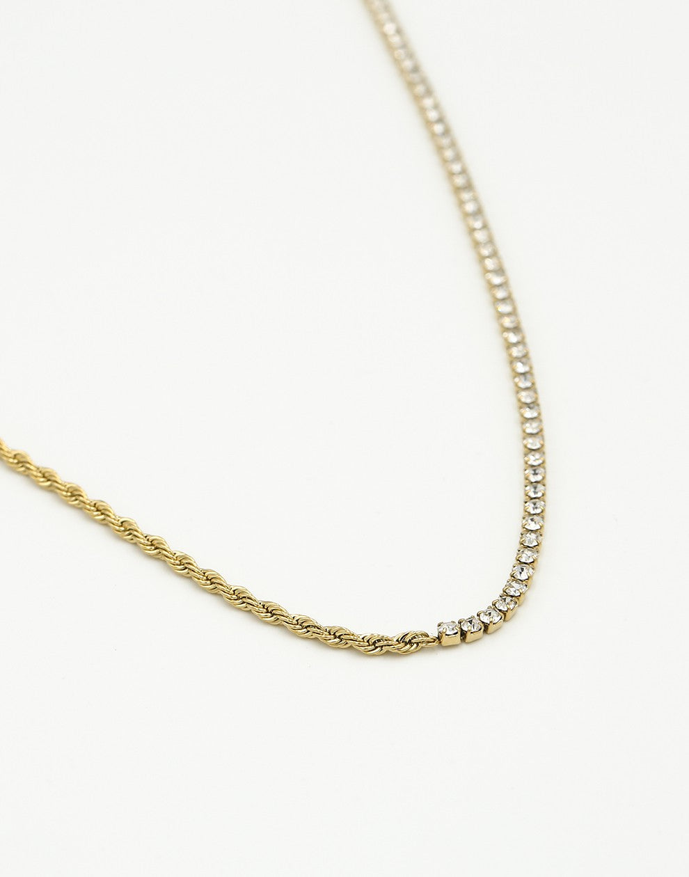 Ketting tennis en gedraaide schakel goudkleurig