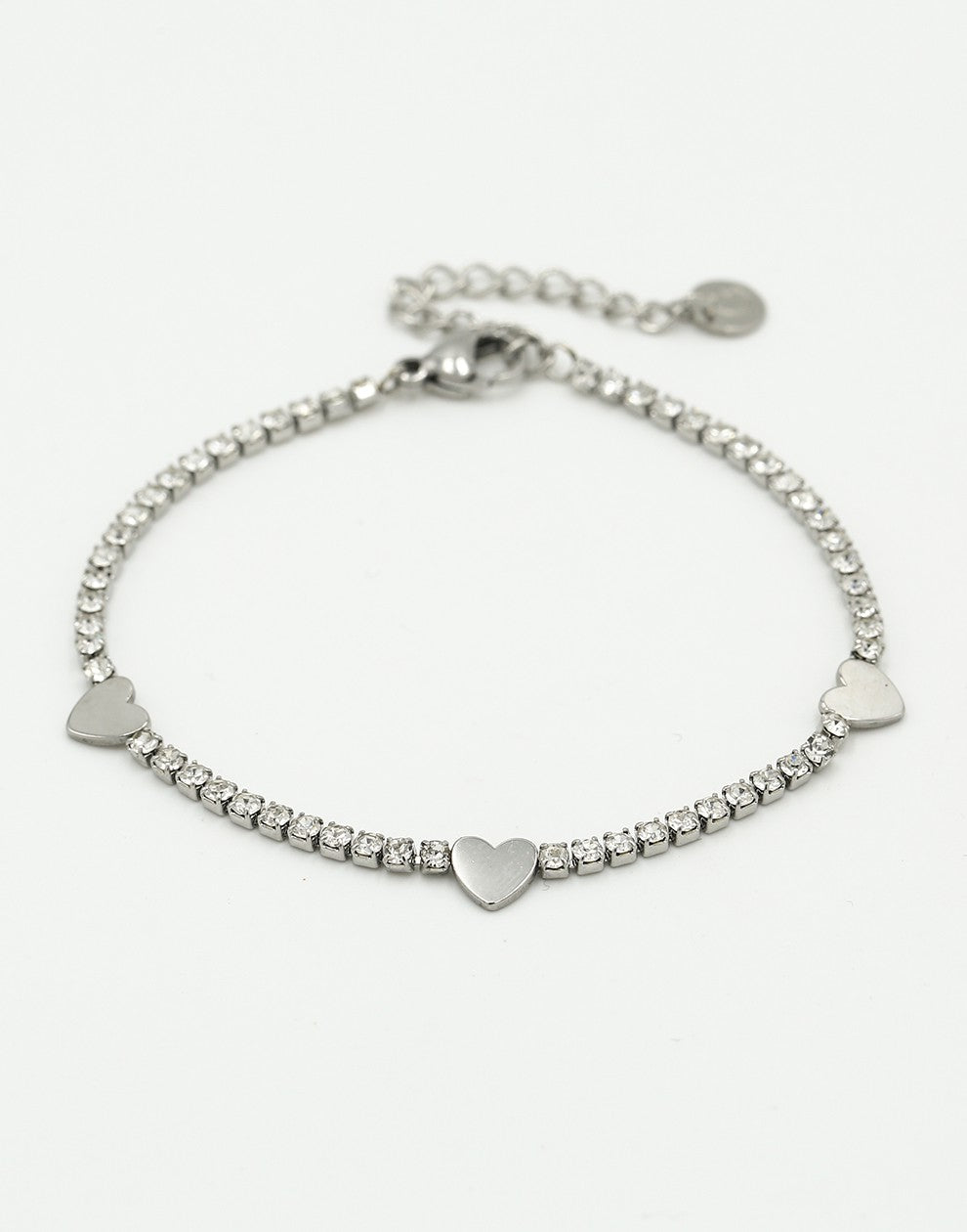 Tennis armband met hartjes zilverkleurig