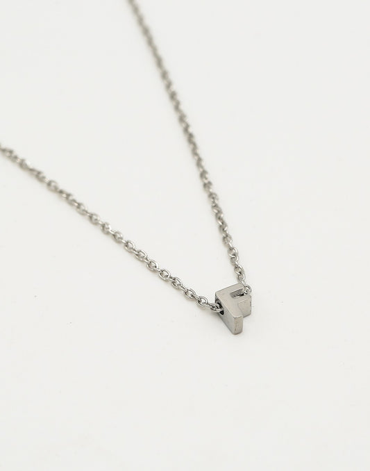 Initialen ketting letter F zilverkleurig