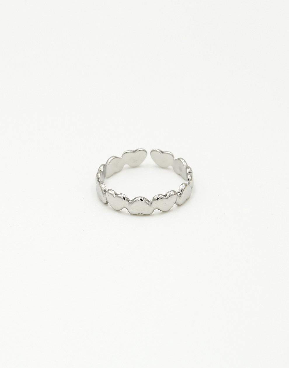 Ring zilverkleurig hartjes