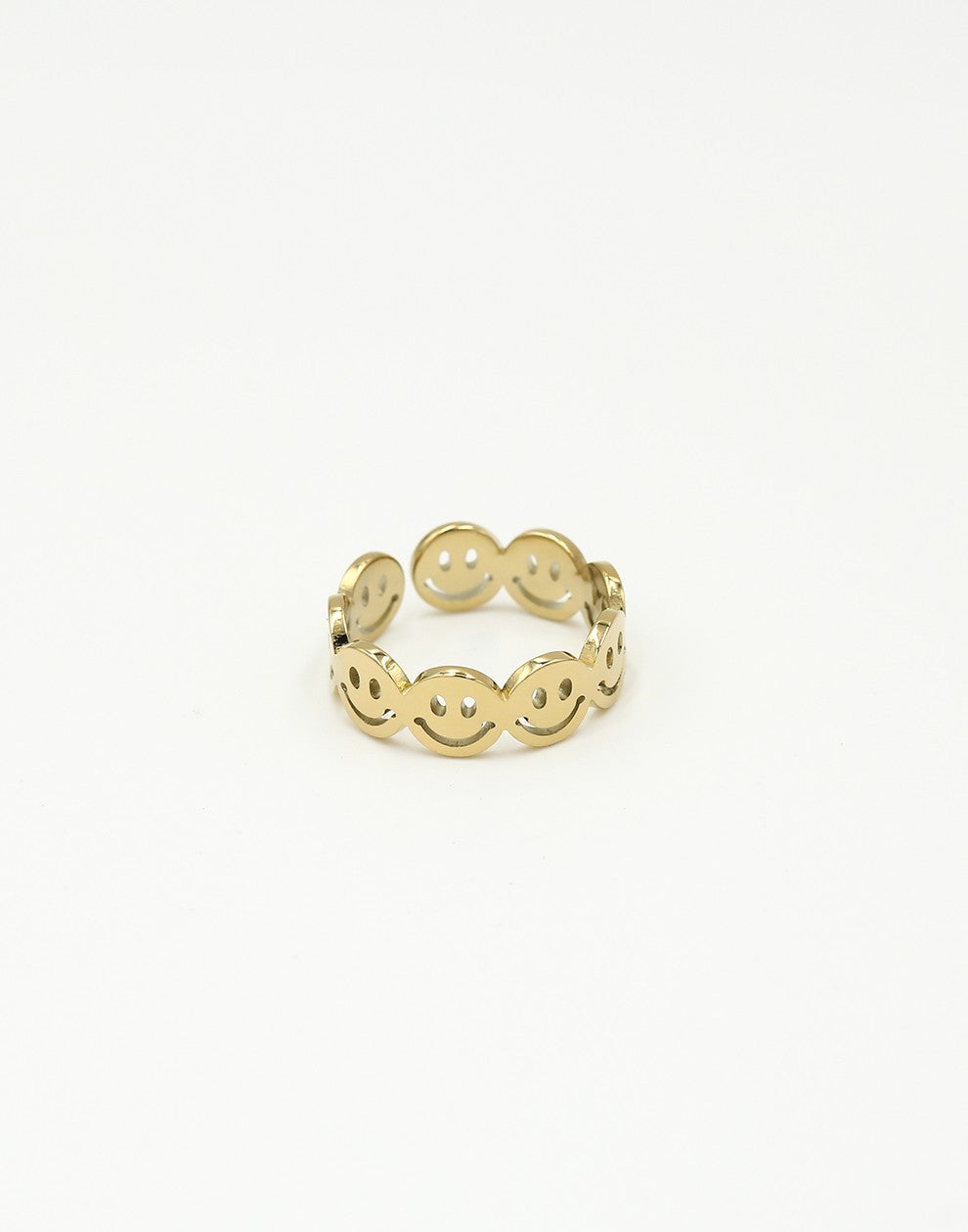 Ring goudkleurig smiley
