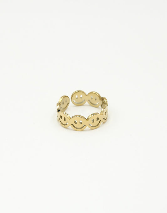 Ring goudkleurig smiley