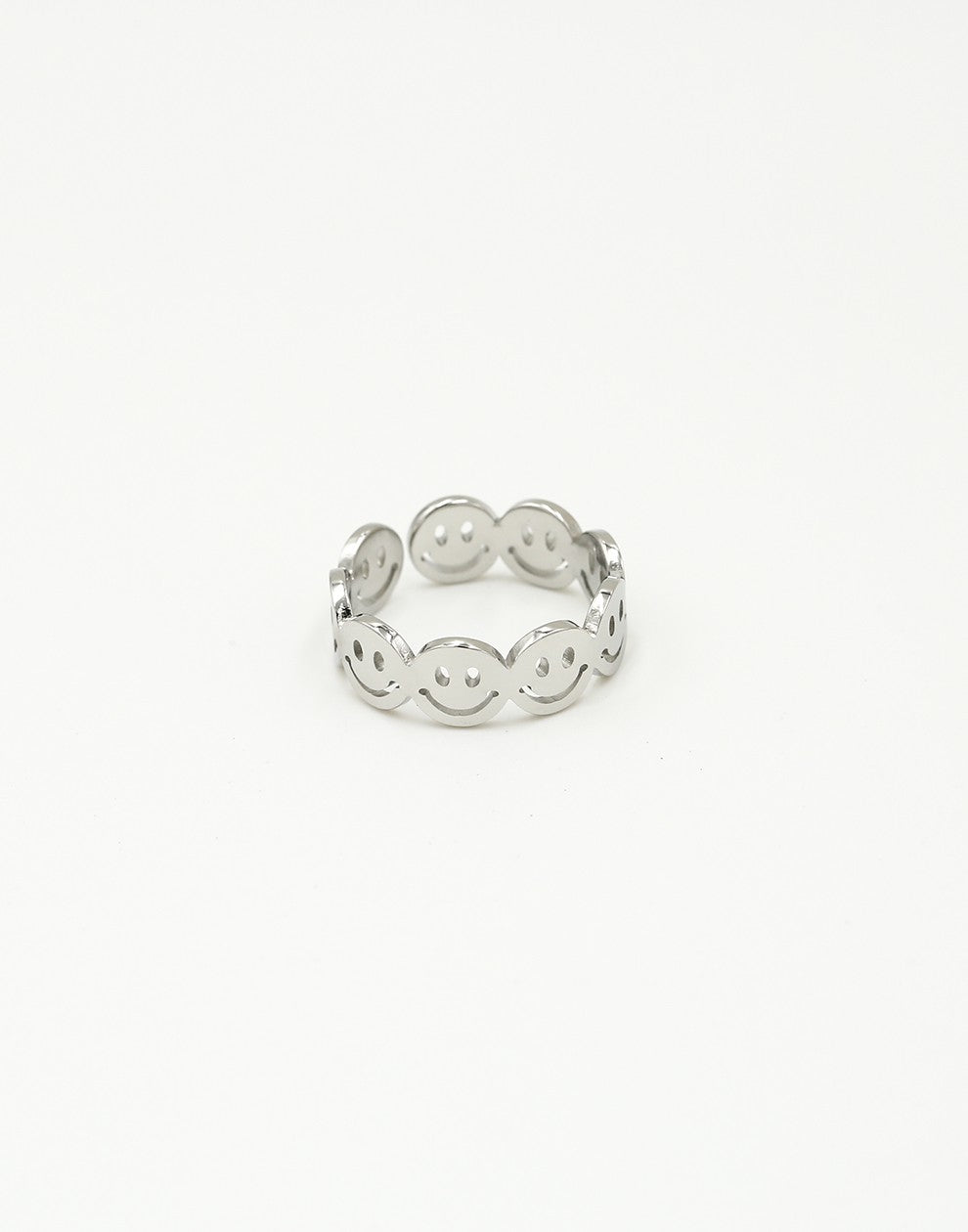 Ring zilverkleurig smiley