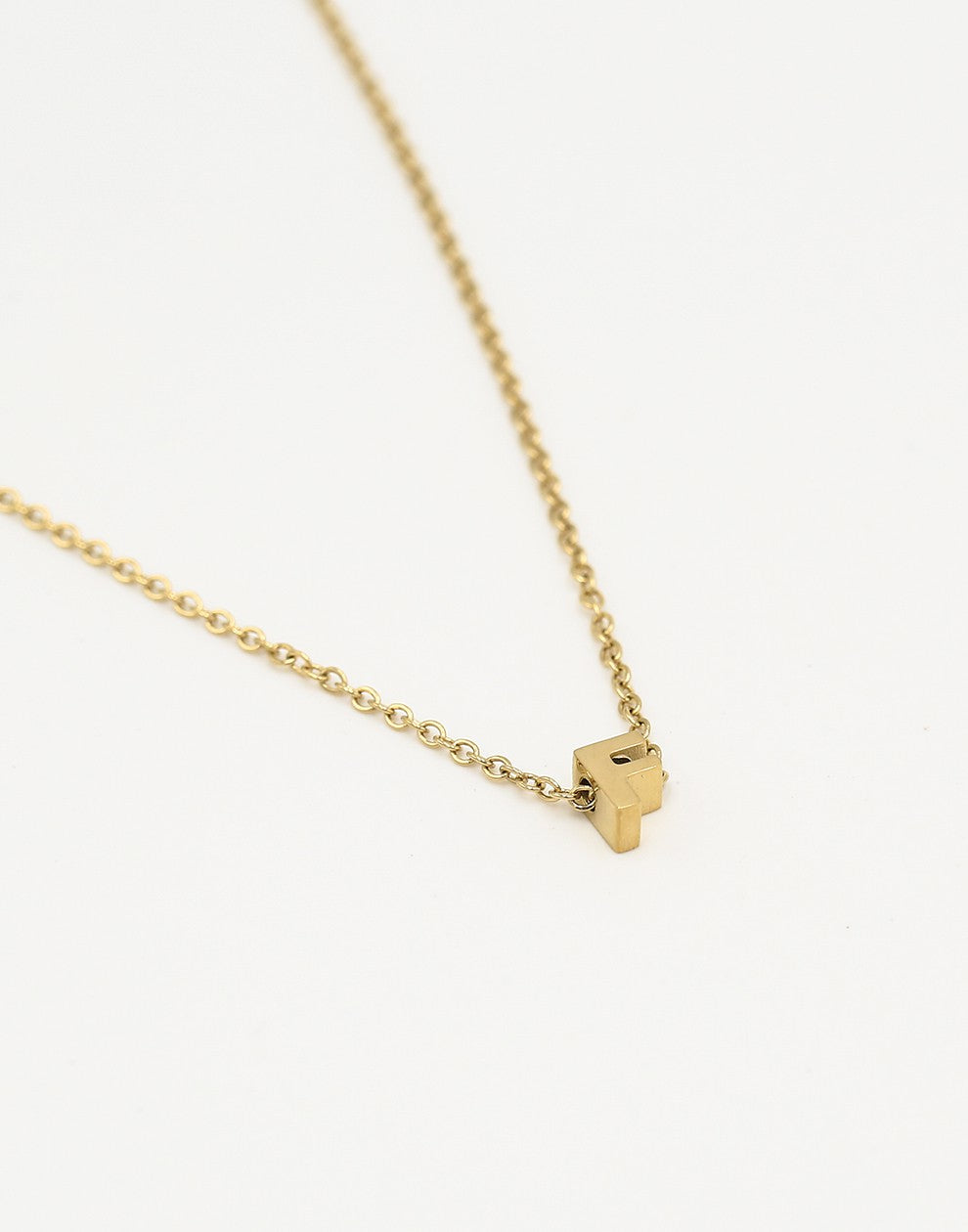 Initialen ketting letter F goudkleurig