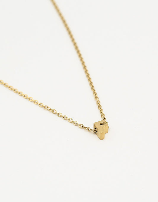 Initialen ketting letter F goudkleurig
