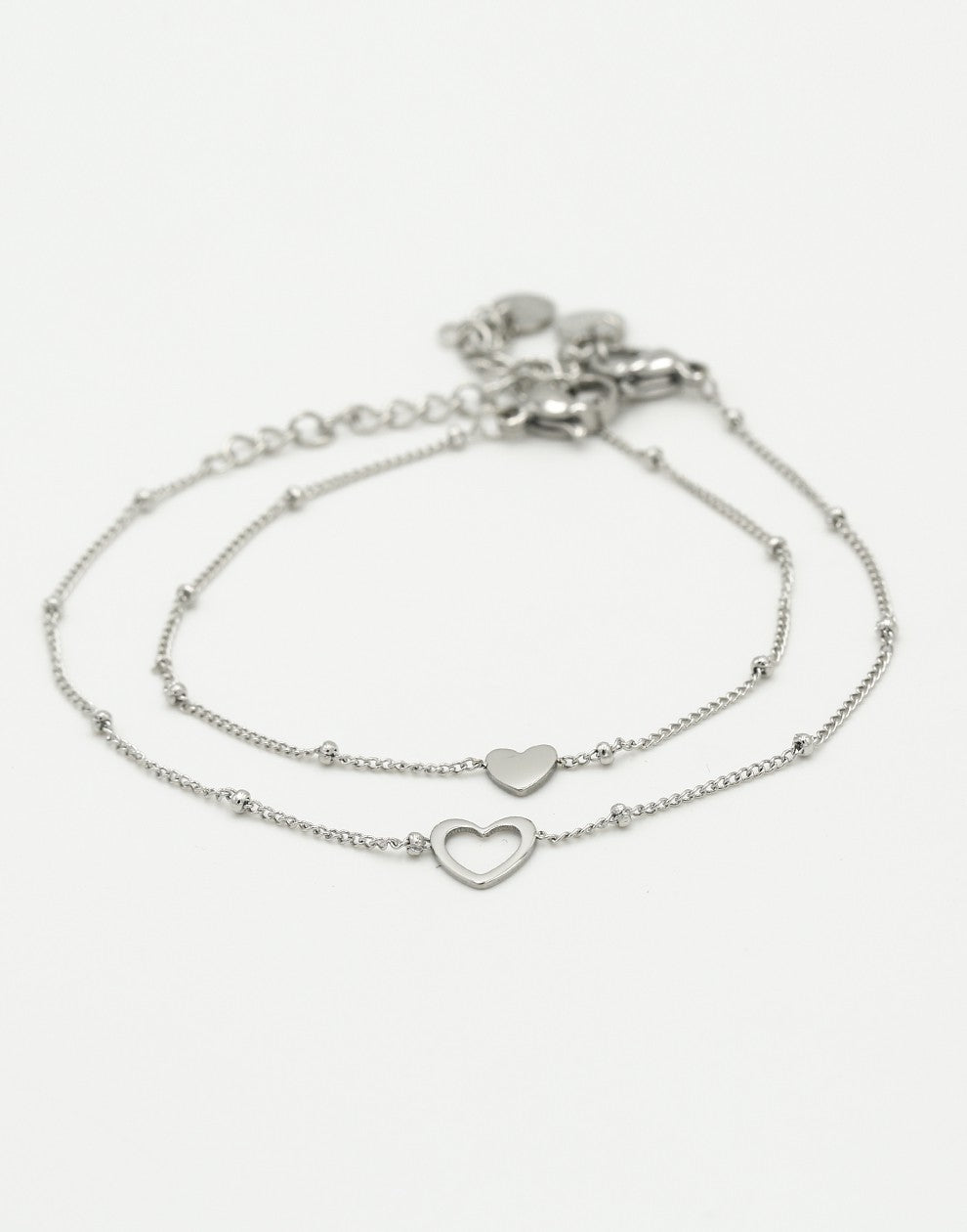 Vriendschapsarmbanden set love zilverkleurig