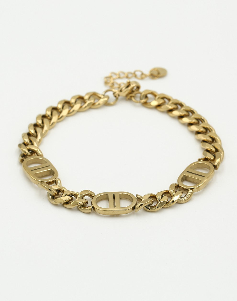 Schakelarmband symbool DD goudkleurig