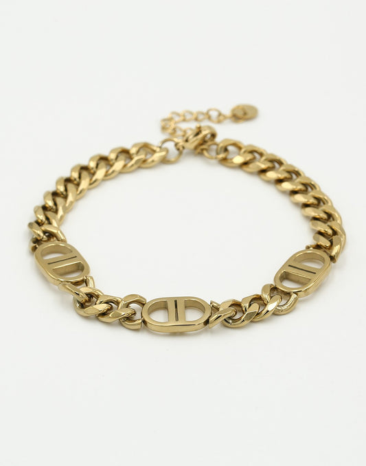 Schakelarmband symbool DD goudkleurig