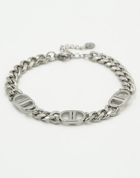 Schakelarmband symbool DD zilverkleurig