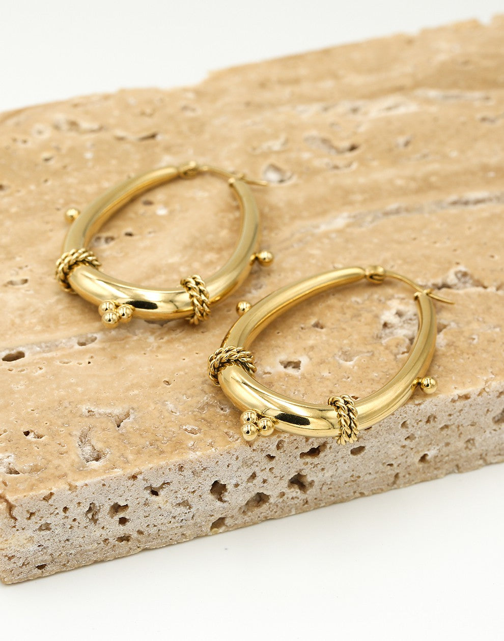 Earrings chunky bali hoop gold-colored