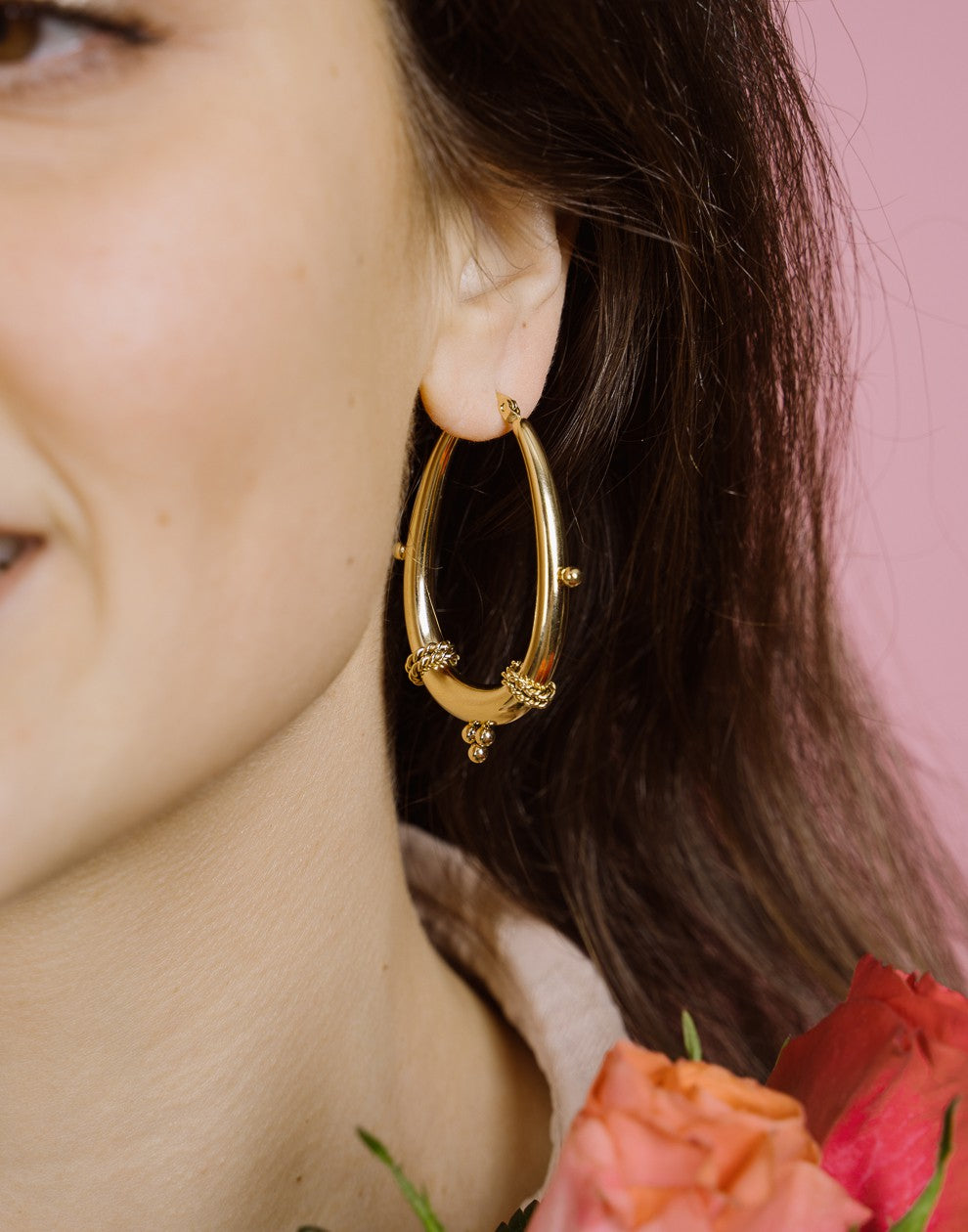 Oorbellen chunky bali hoop goudkleurig