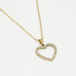 Ketting open hart met strass goudkleurig