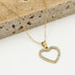 Ketting open hart met strass goudkleurig
