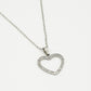 Ketting open hart met strass zilverkleurig