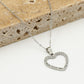Ketting open hart met strass zilverkleurig