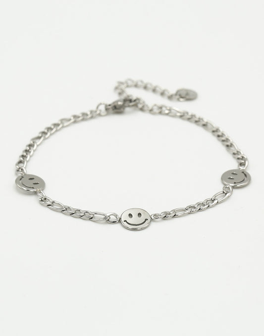 Armband smileys zilverkleurig