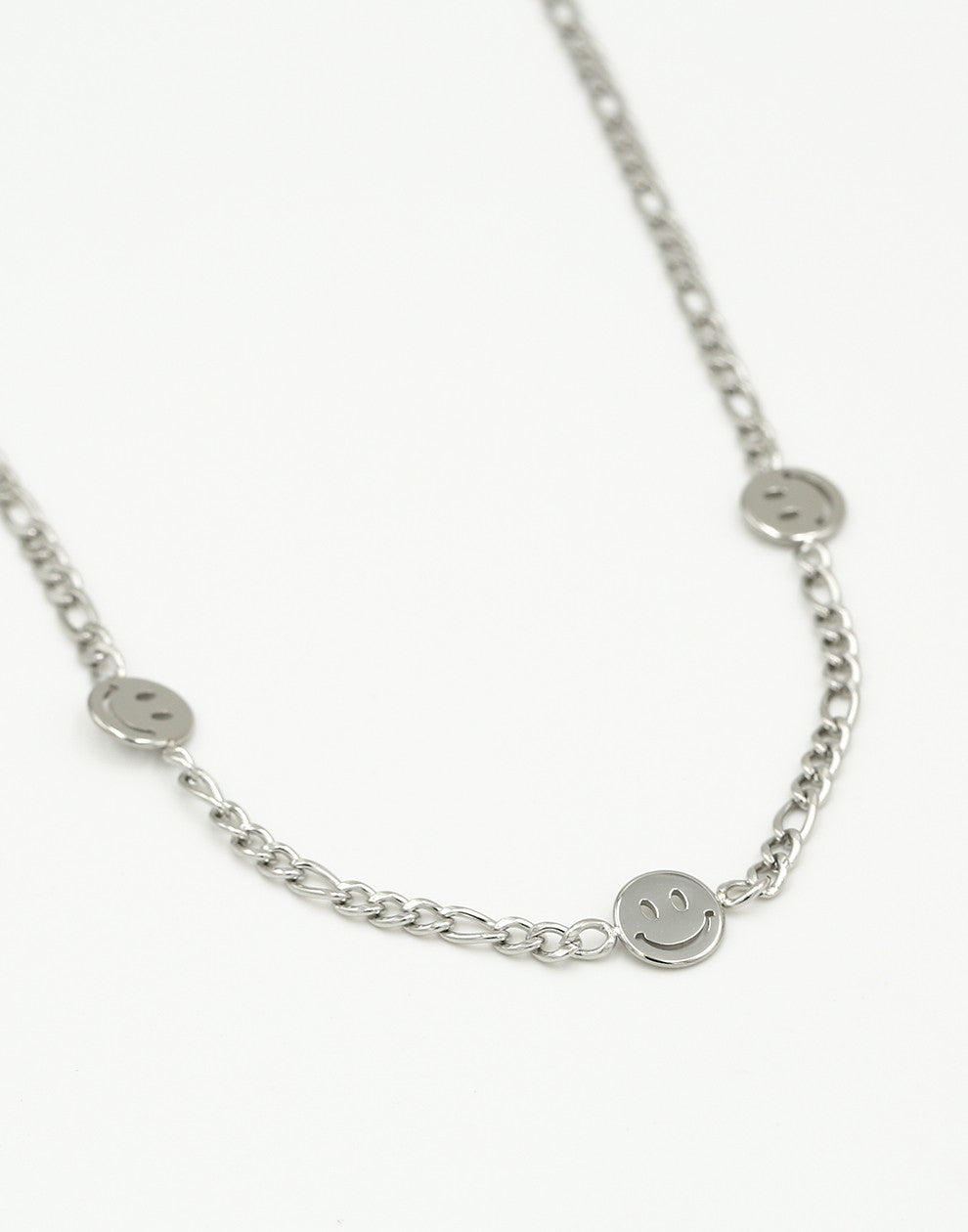 Schakelketting smileys zilverkleurig