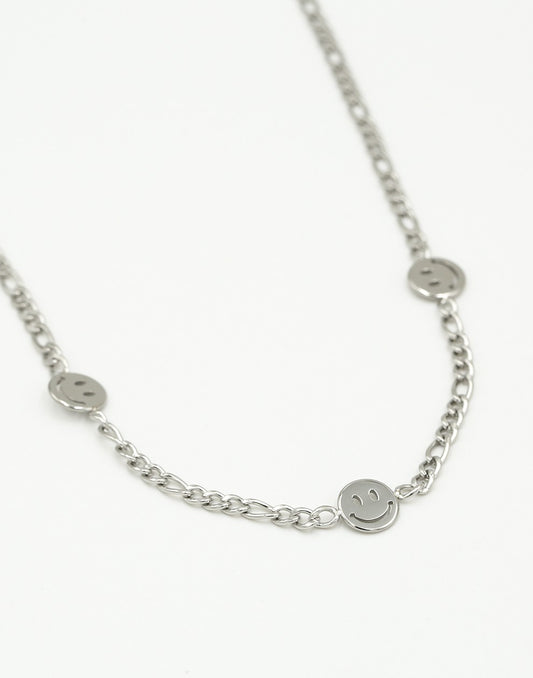 Schakelketting smileys zilverkleurig