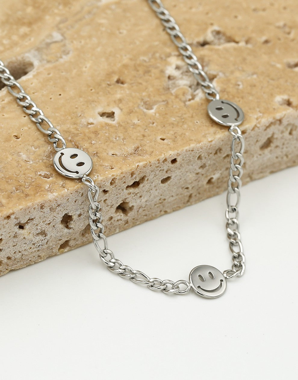 Schakelketting smileys zilverkleurig