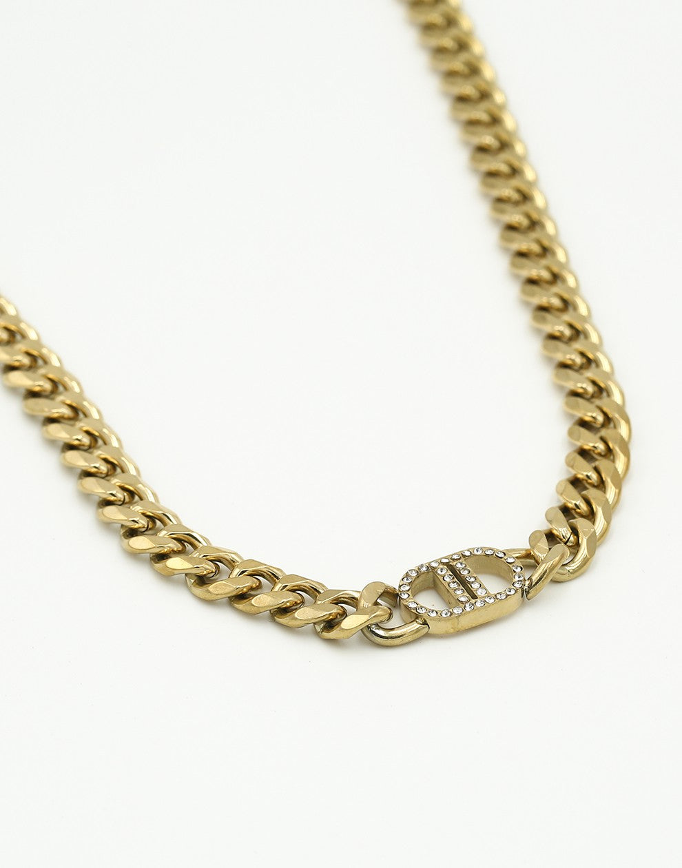 Ketting DD met strass goudkleurig