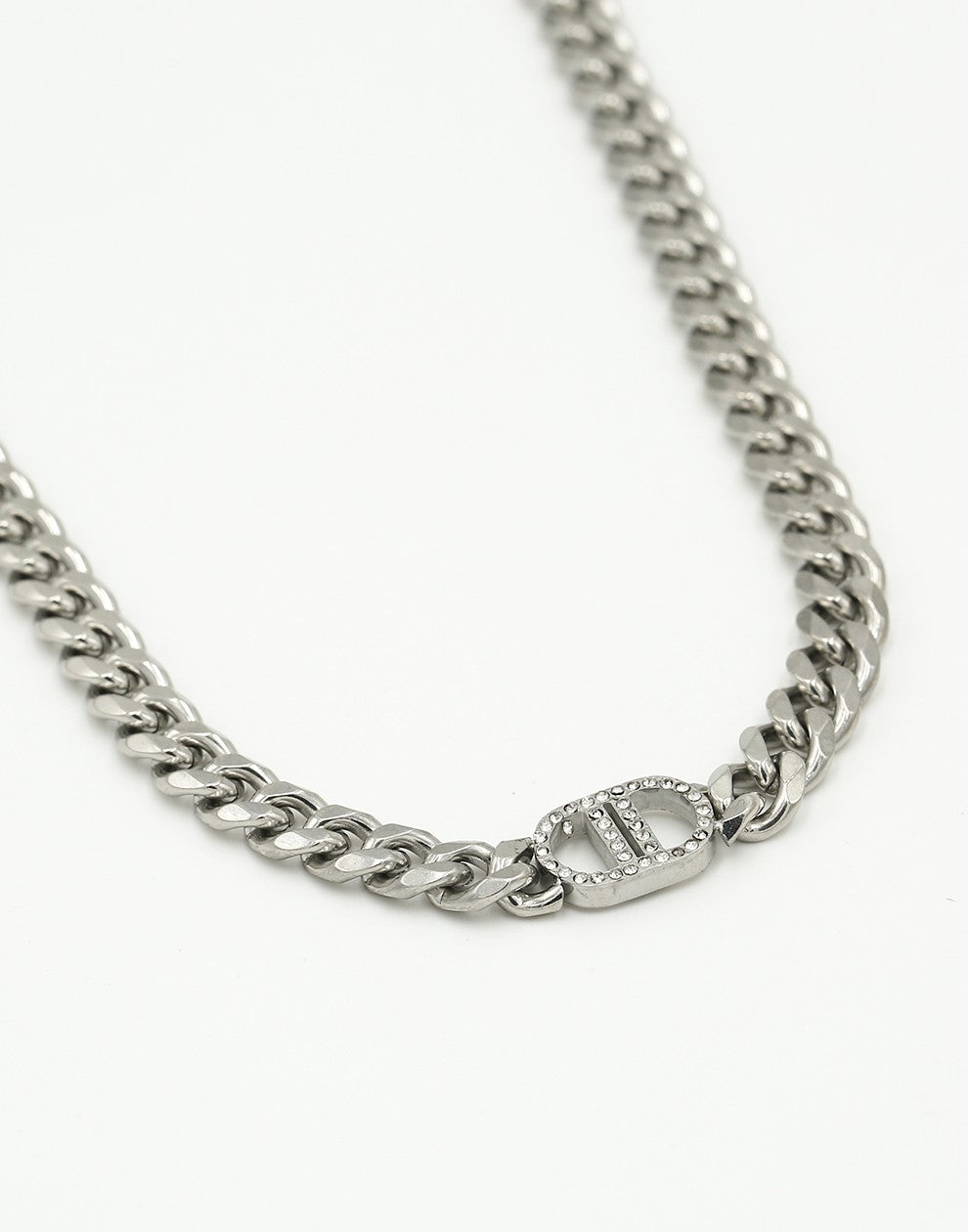 Ketting DD met strass zilverkleurig