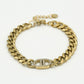 Armband DD met strass goudkleurig