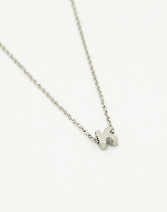 Initialen ketting letter K zilverkleurig